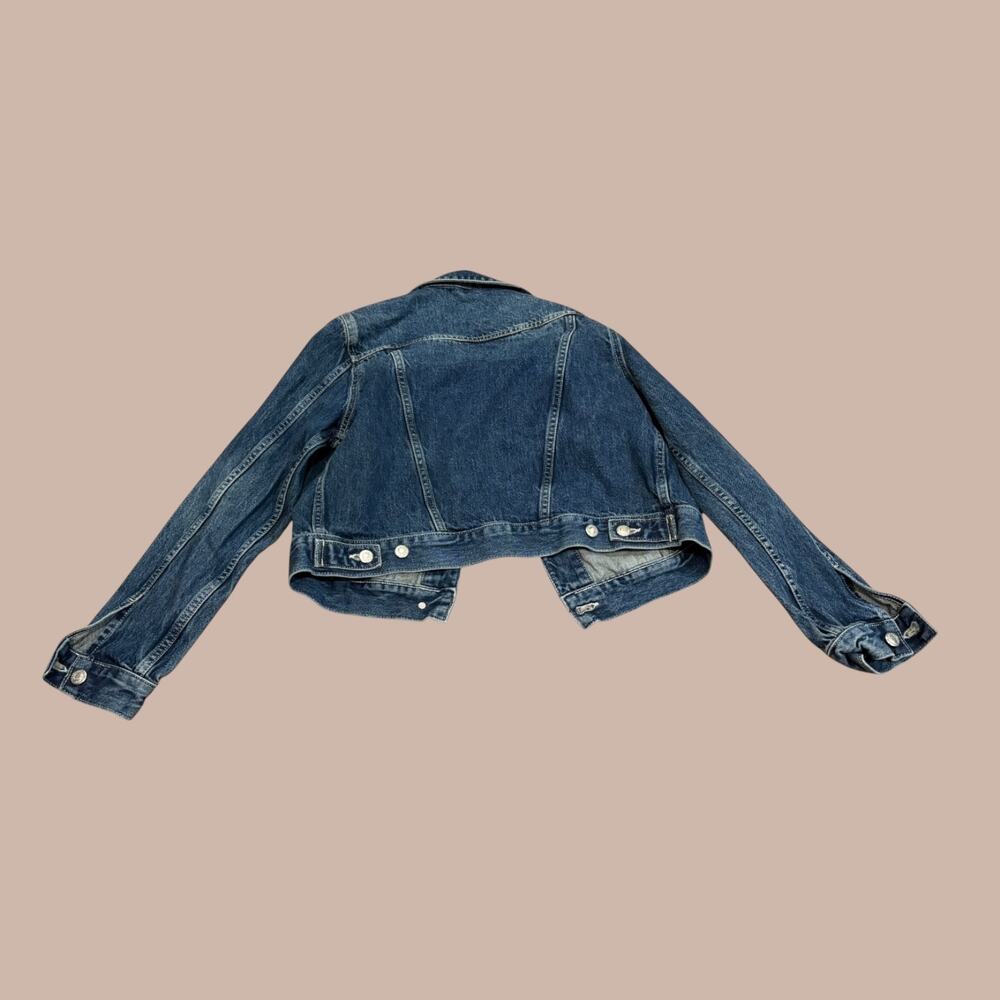 Topshop Cropped Denim Jacket Medium Wash Size 6 - Picture 3 of 6